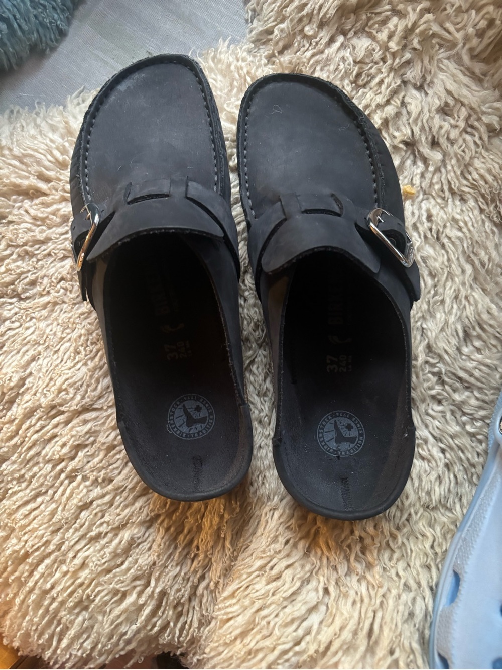 Birkenstock Black oiled leather slip on size7 women’s